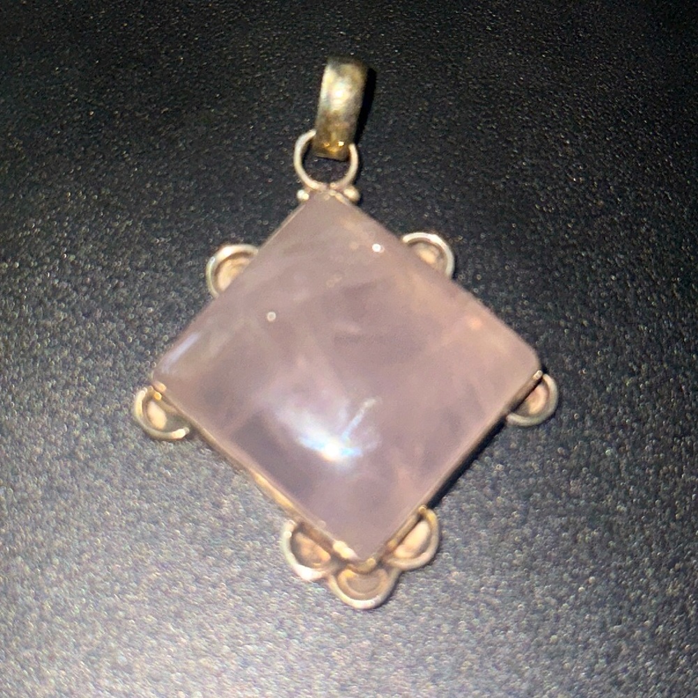 Rose quartz and 925  pendant and Chain